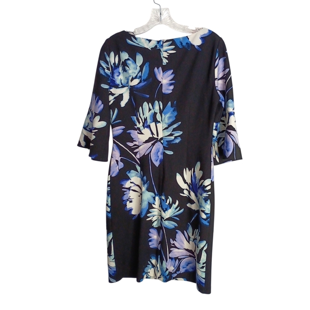 Vince Camuto - Floral Blue and Black Sheath Dress - size 6 - Picture 3 of 5